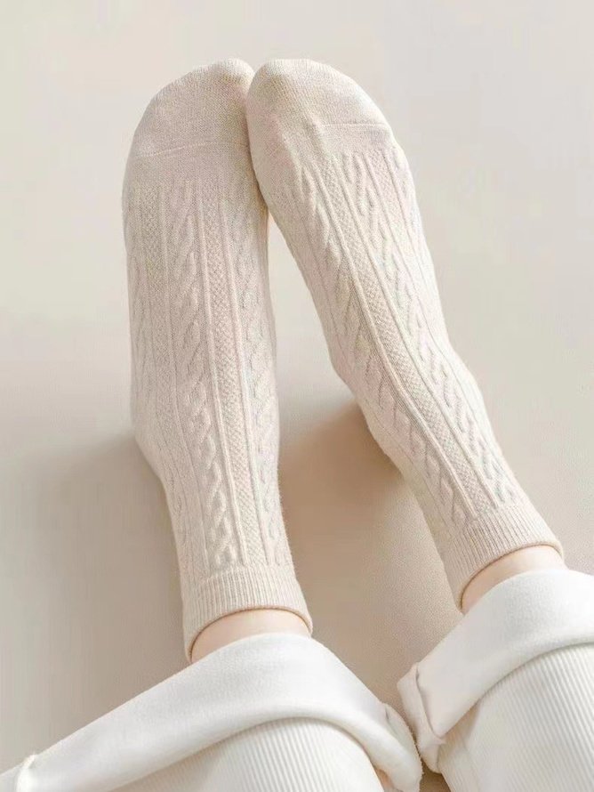 1pair Women High-Elastic Twist Mid-calf Socks