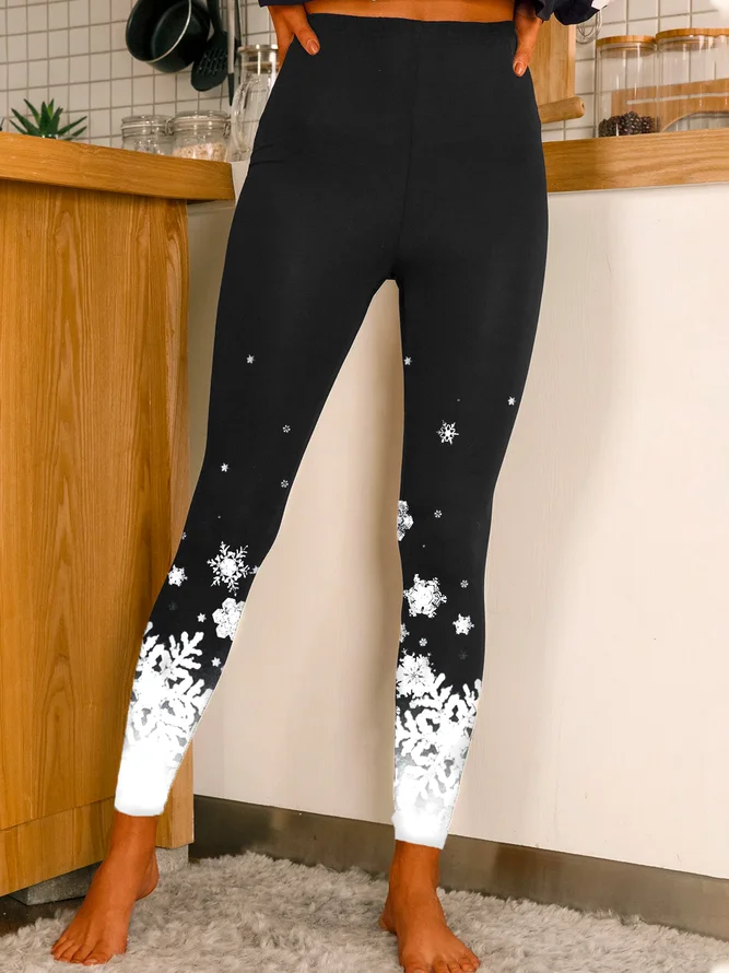 Snowflake Gradient Christmas Regular Fit Leggings Yoga Leggings