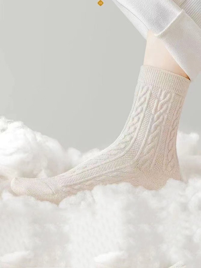 1pair Women High-Elastic Twist Mid-calf Socks