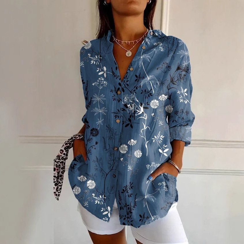 Loose Shirt Collar Geometric Casual Shirt