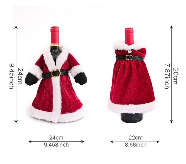 Single Christmas Velvet Dress Wine Bottle Ornament Holiday Party Ornament