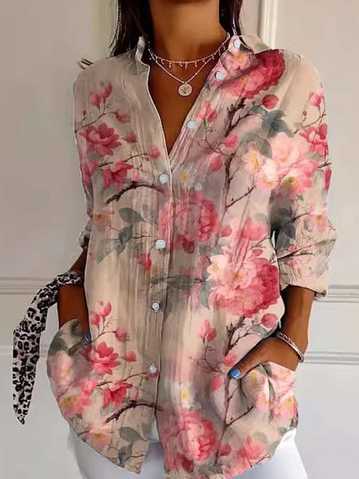 Casual Shirt Collar Floral Shirt