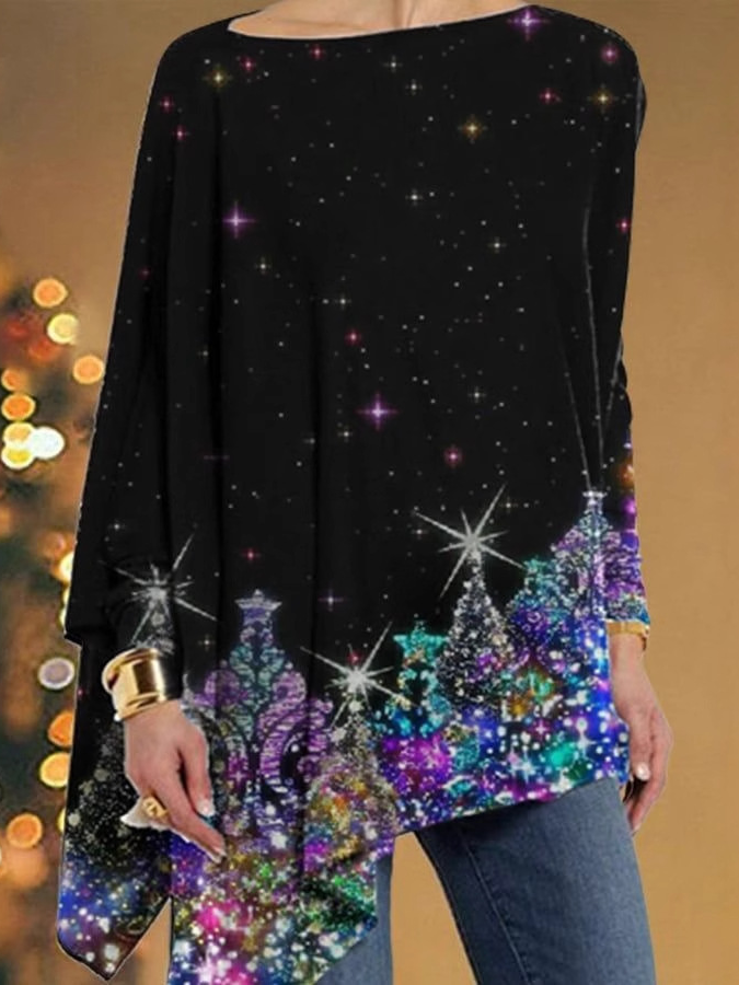 Jersey Casual Ethnic Crew Neck Blouse