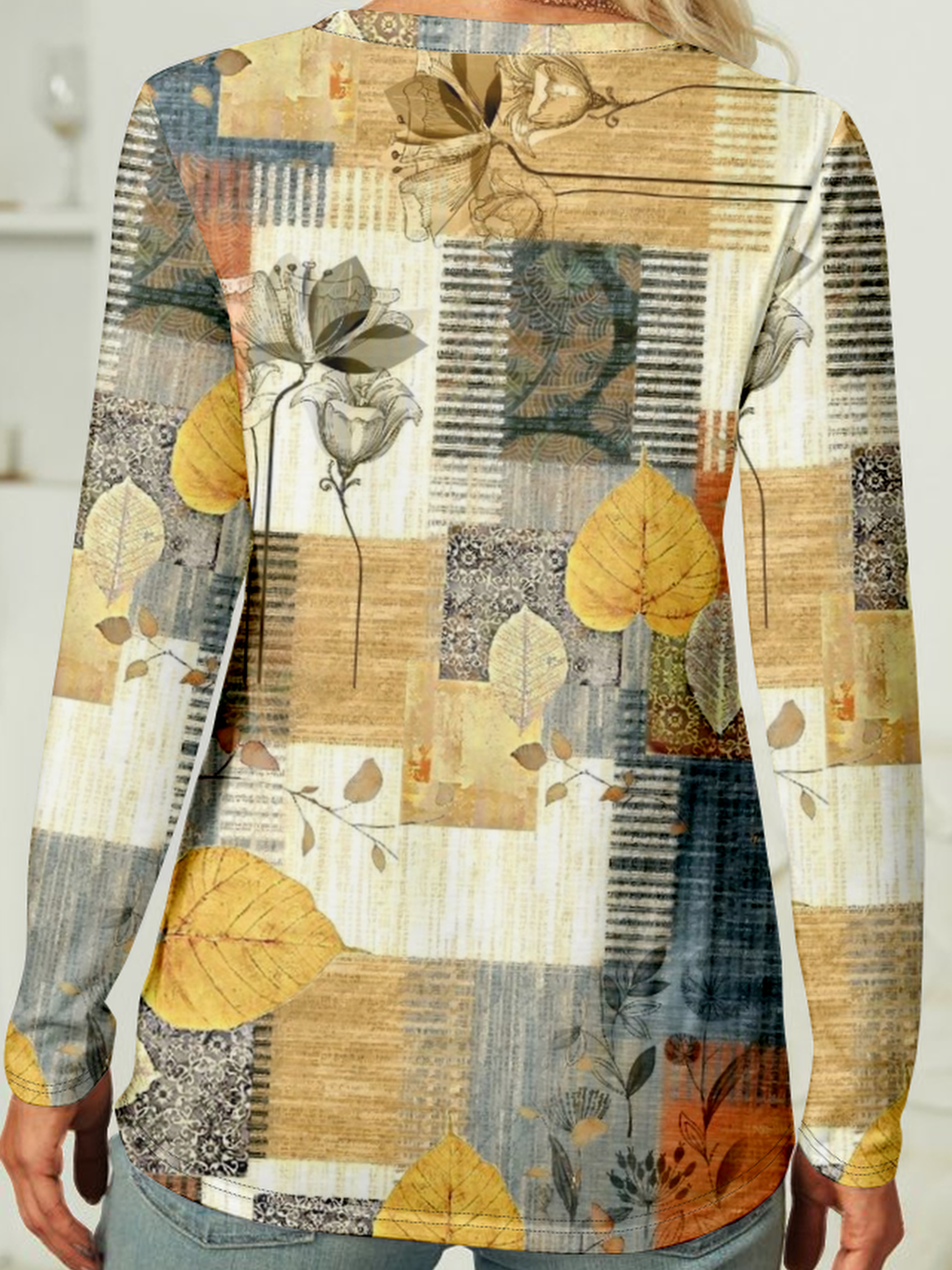 Casual Long Sleeve Round Neck T-Shirt