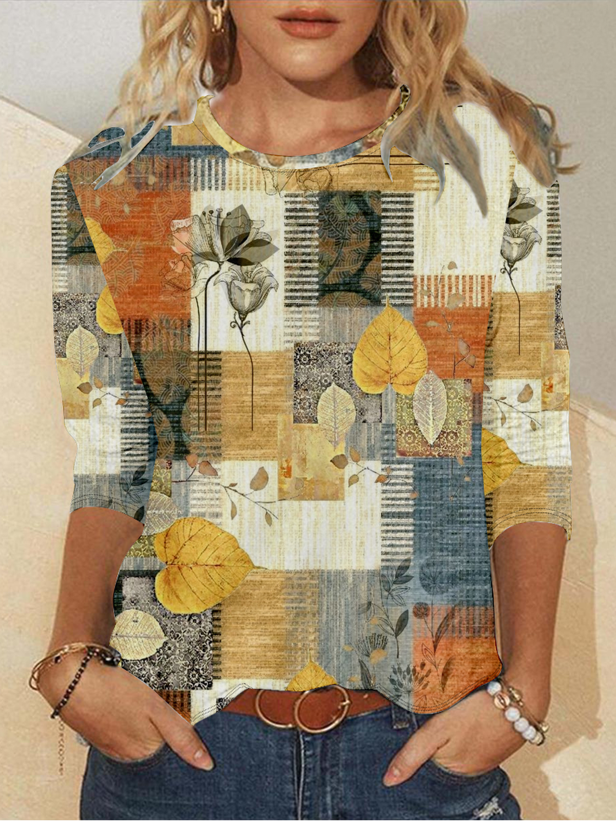 Casual Long Sleeve Round Neck T-Shirt