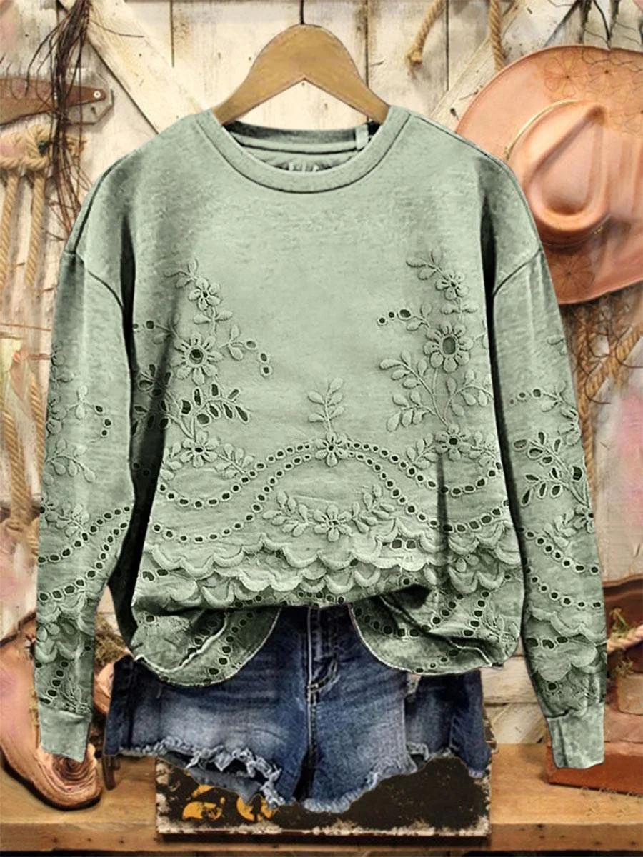 Vintage Loose 3D Printing Sweatshirt