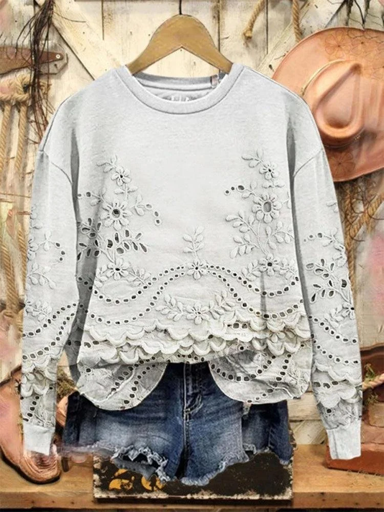 Vintage Loose 3D Printing Sweatshirt