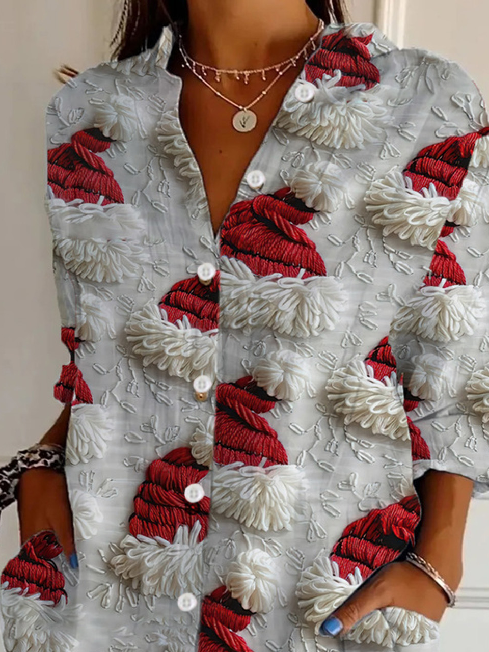 Casual Shirt Collar Christmas Shirt