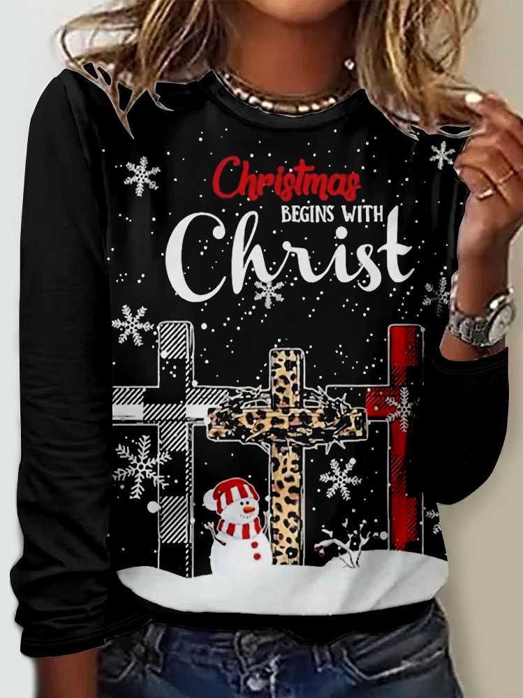 Casual Jersey Christmas Loose T-Shirt