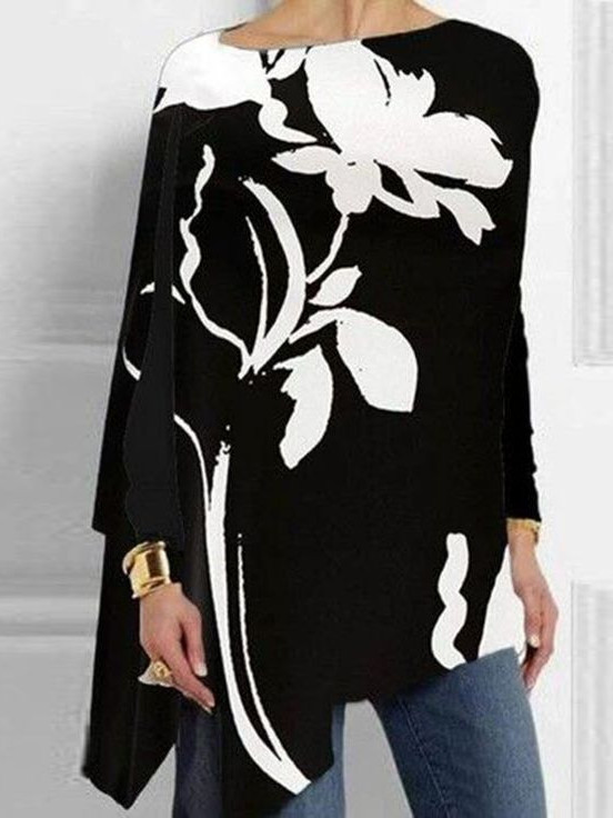 Floral Jersey Casual Blouse