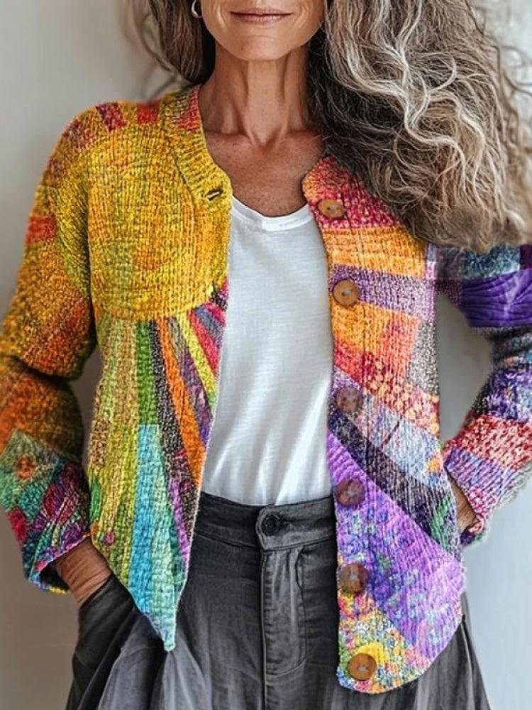 Loose Knitted Psychedelic Art Casual Cardigan