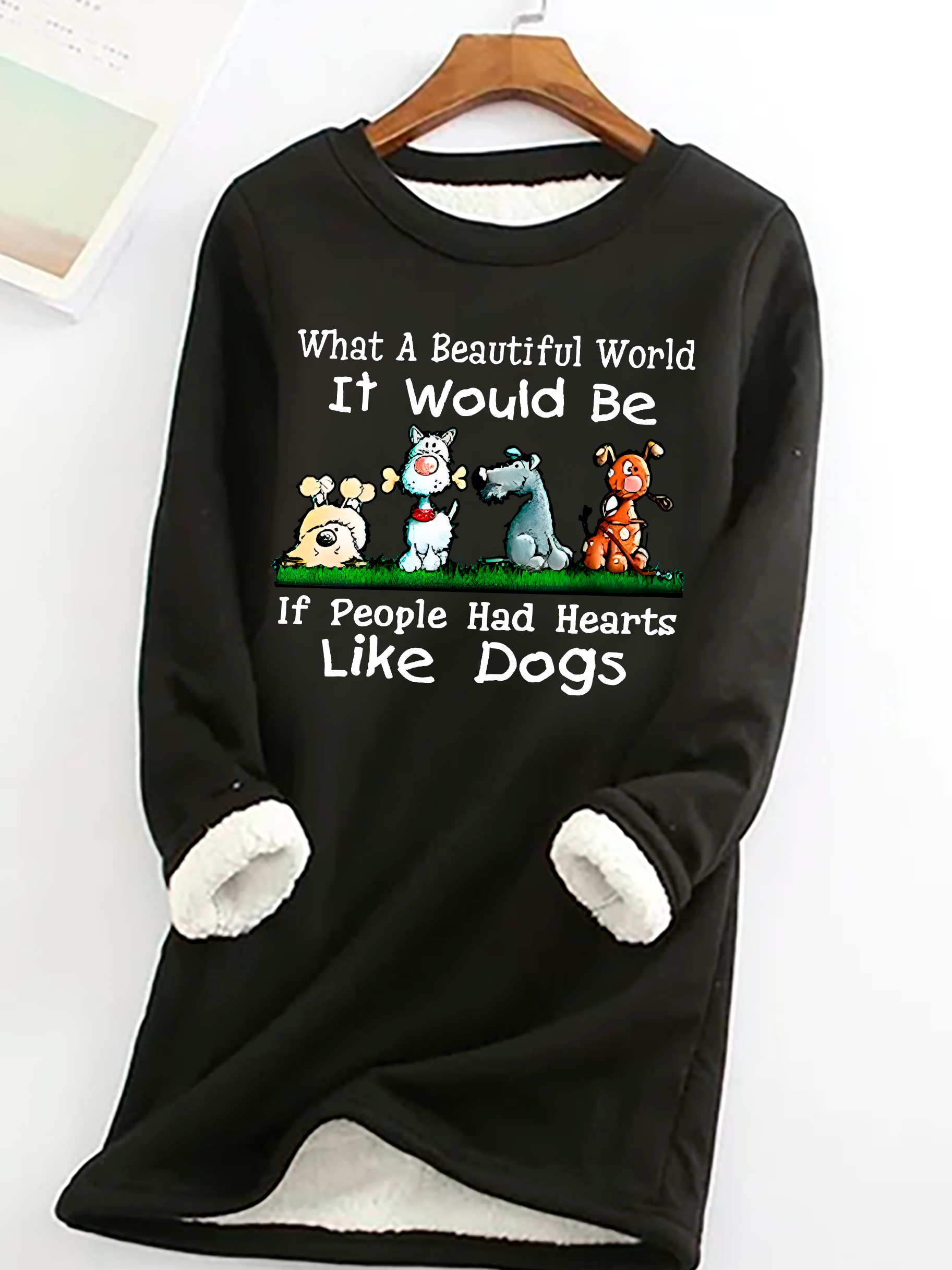 Dog Lovers Casual Fluff Fleece Fabric Sweatshirt