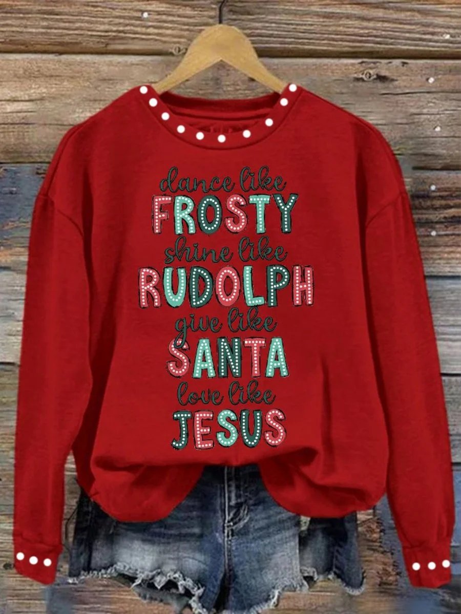 Women Text Letters Crew Neck Long Sleeve Vintage Holiday Spring/Fall Sweatshirt