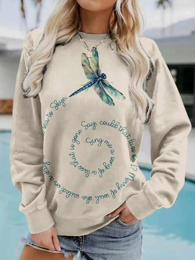 Dragonfly printed round neck sweatshirt