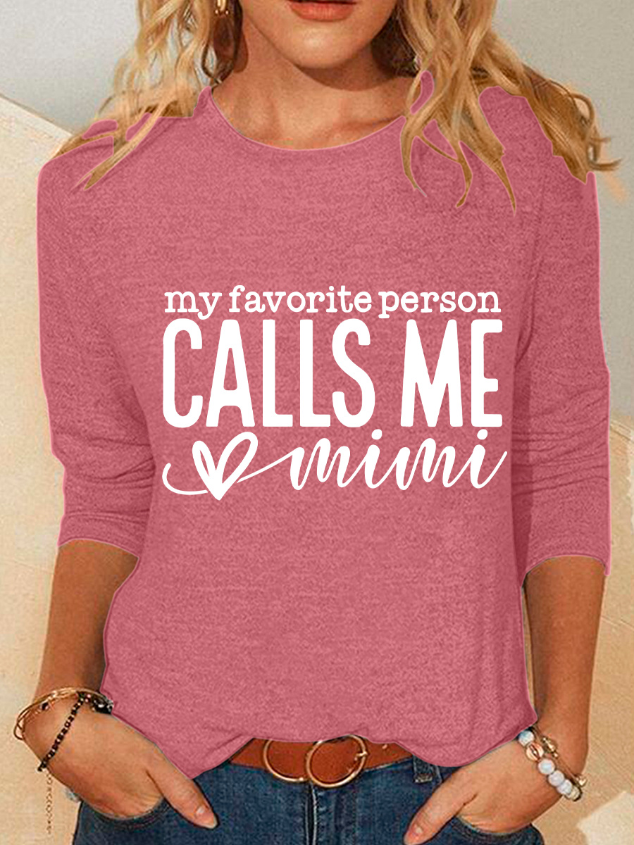Women Text Letters Crew Neck Cotton-Blend Long Sleeve Casual Daily Spring/Fall Blouse