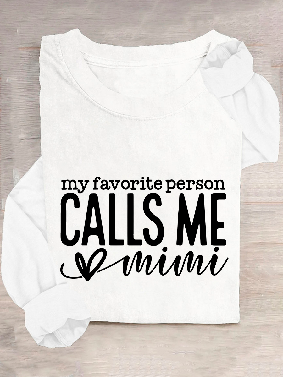 Women Text Letters Crew Neck Cotton-Blend Long Sleeve Casual Daily Spring/Fall Blouse