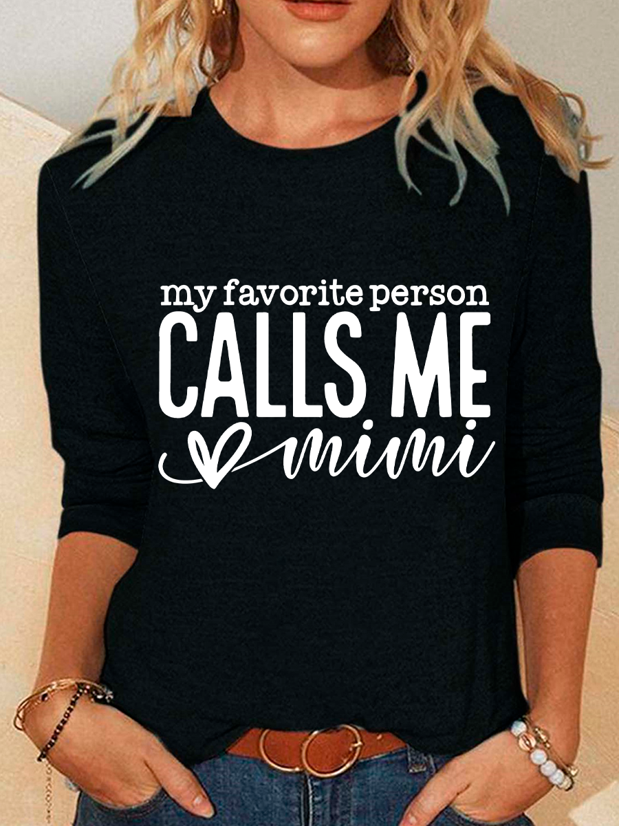 Women Text Letters Crew Neck Cotton-Blend Long Sleeve Casual Daily Spring/Fall Blouse