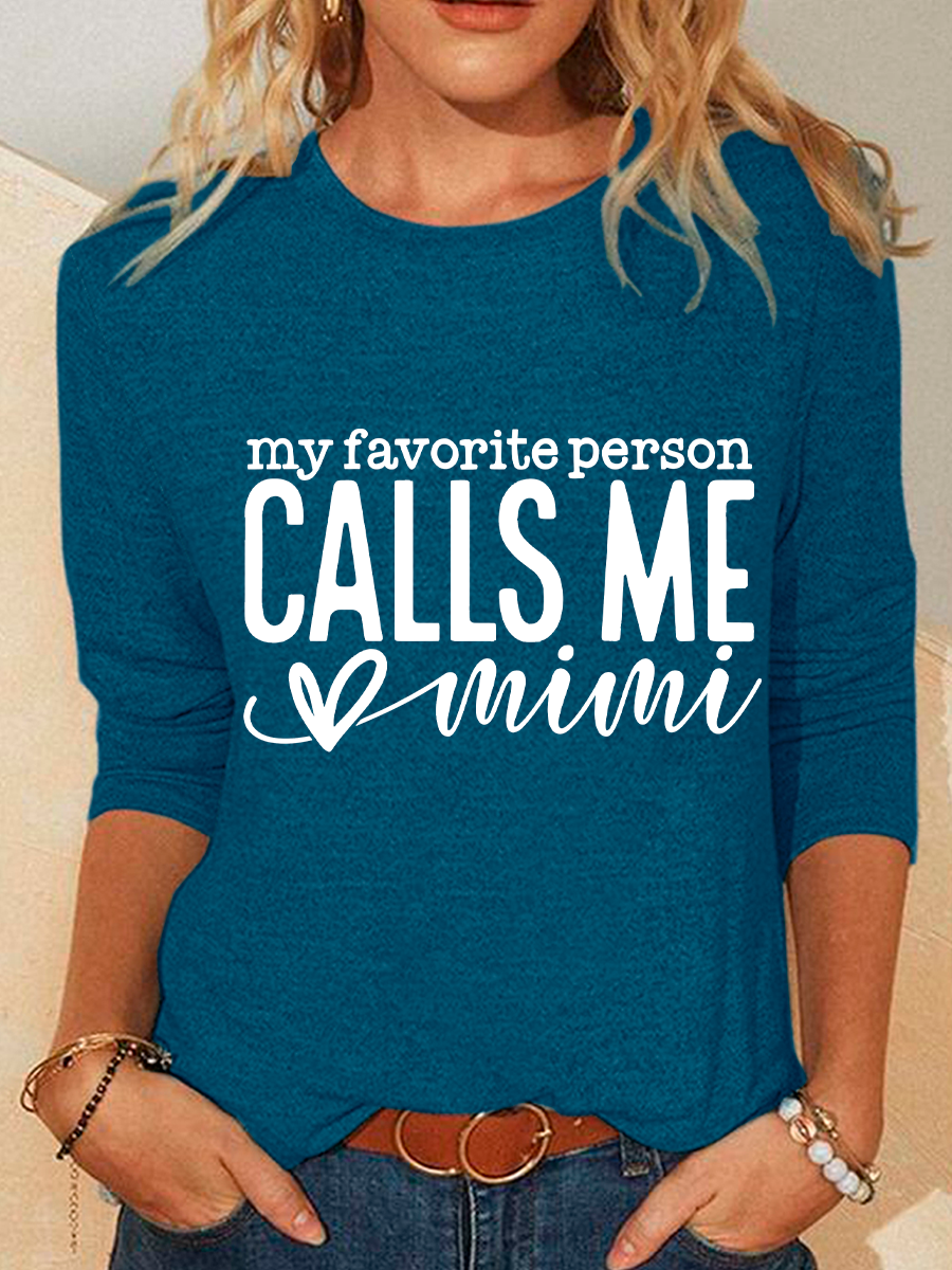 Women Text Letters Crew Neck Cotton-Blend Long Sleeve Casual Daily Spring/Fall Blouse