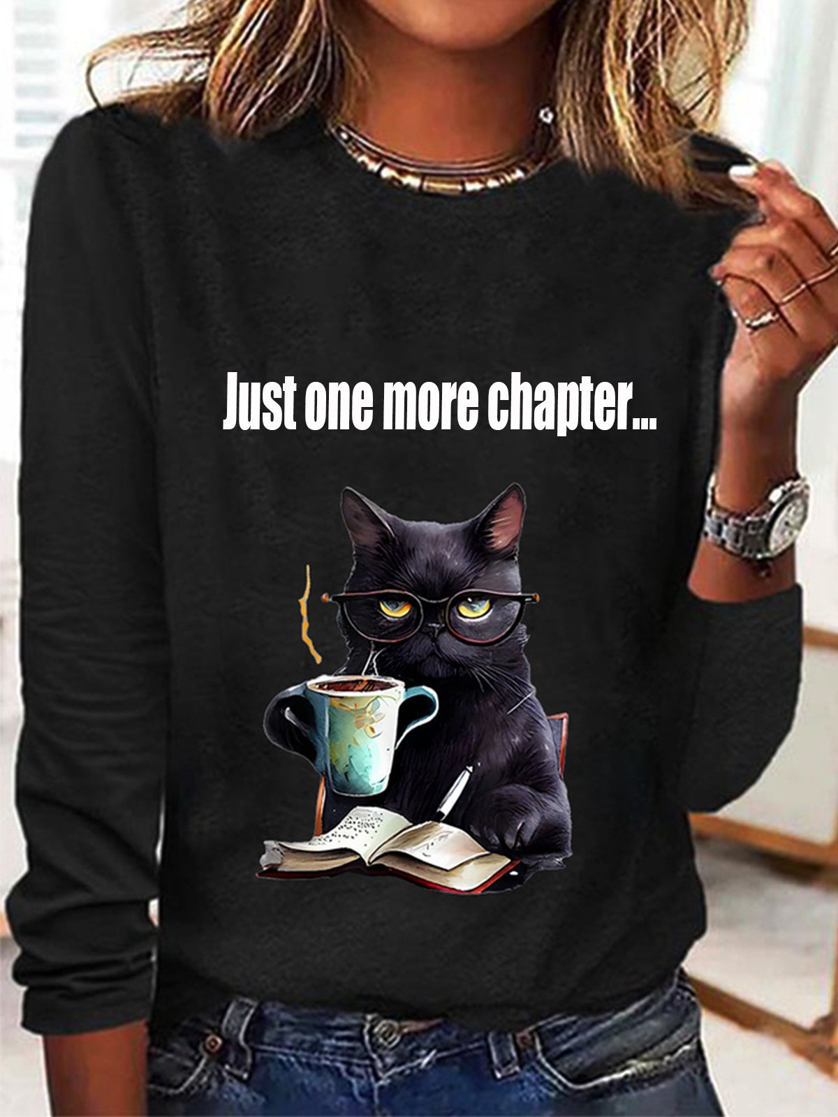 Just one more chapter Long Sleeve Crew Neck T-shirt