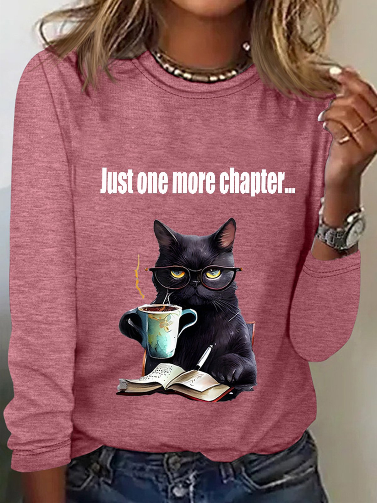 Just one more chapter Long Sleeve Crew Neck T-shirt