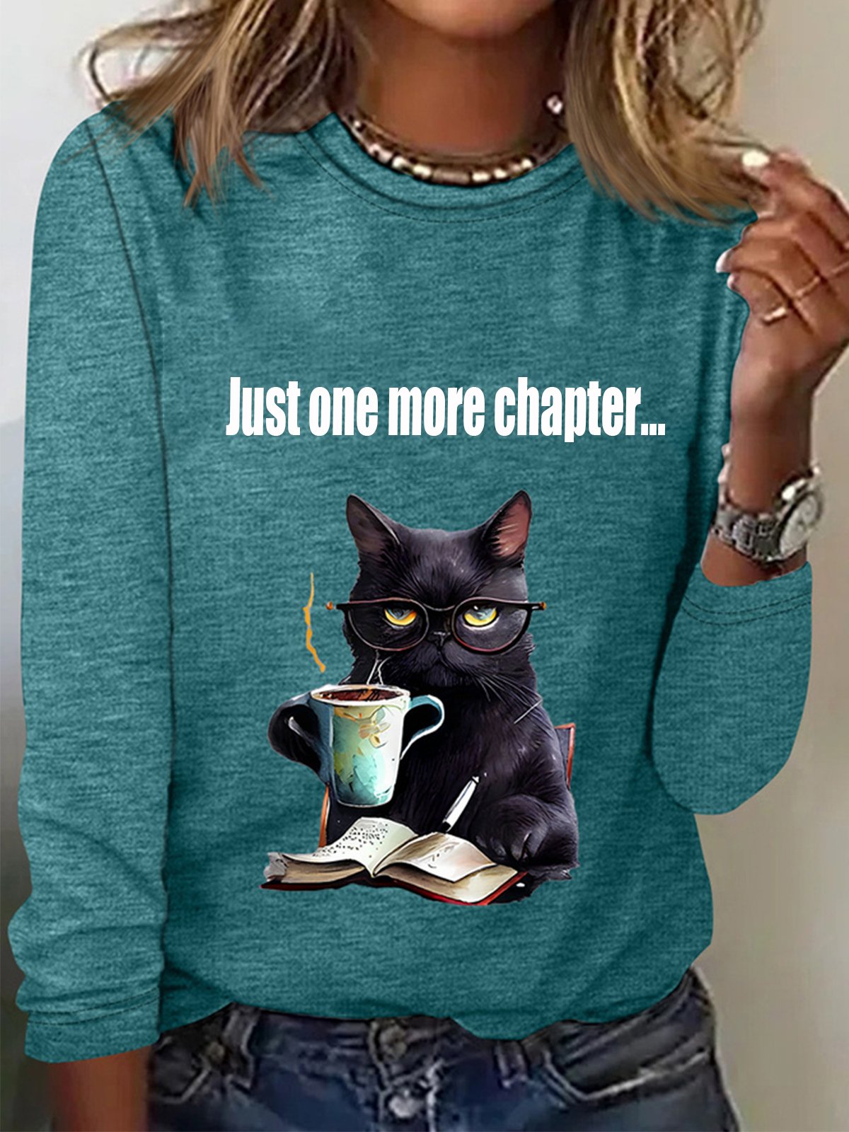 Just one more chapter Long Sleeve Crew Neck T-shirt