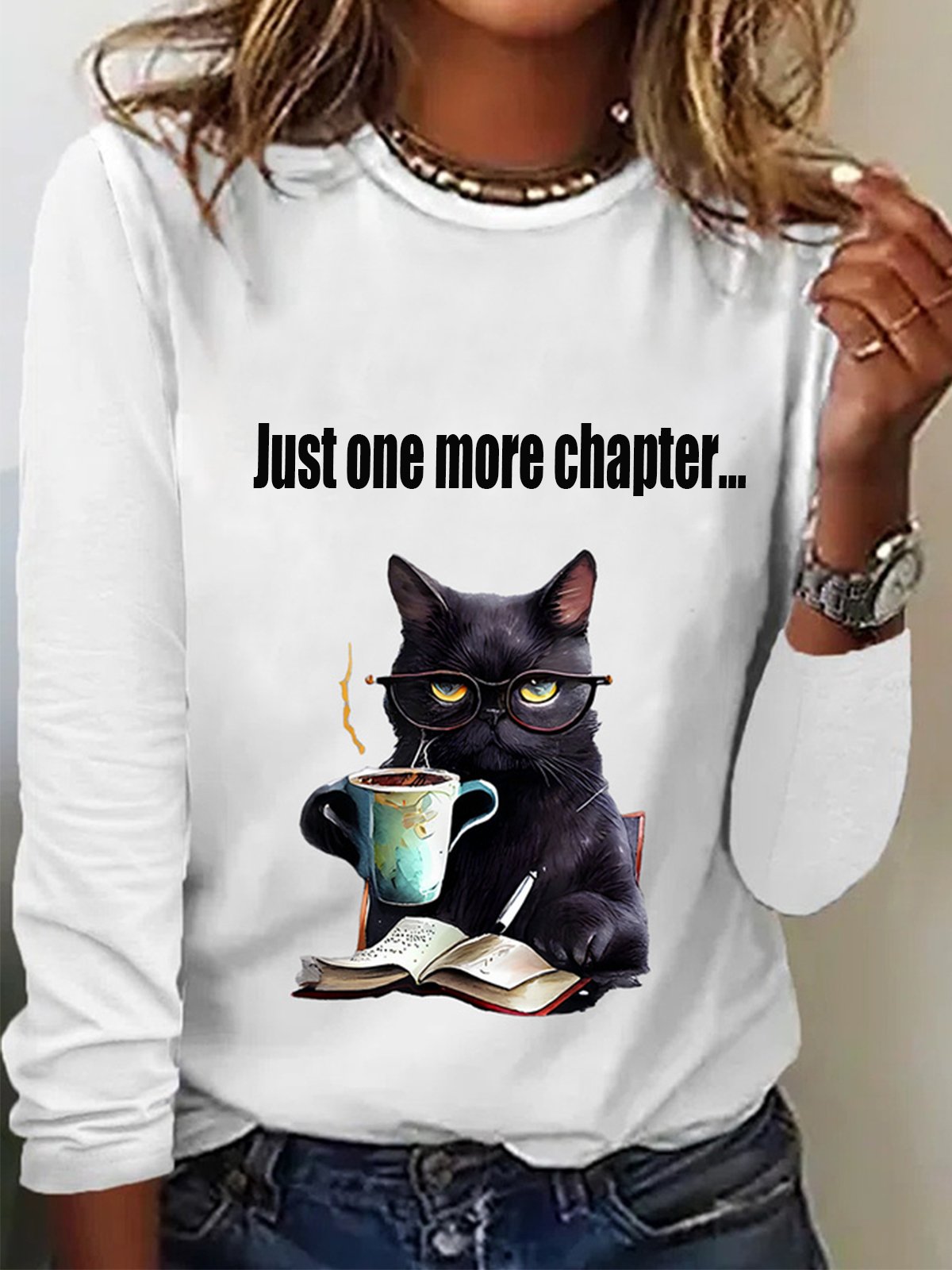 Just one more chapter Long Sleeve Crew Neck T-shirt