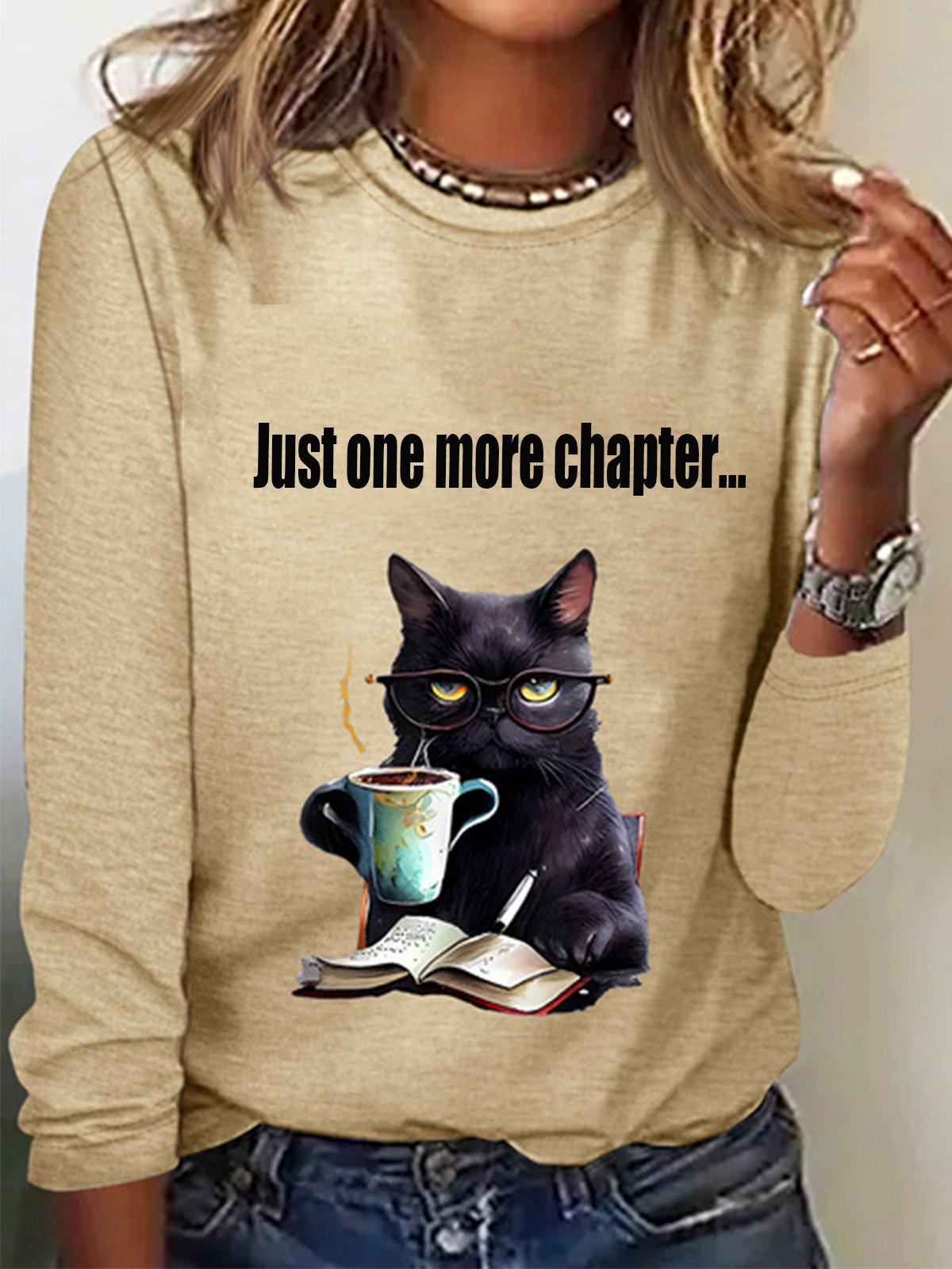 Just one more chapter Long Sleeve Crew Neck T-shirt