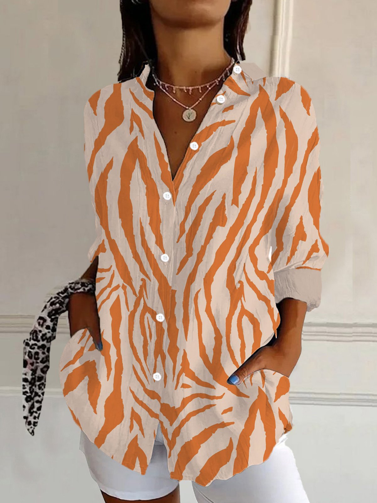 Zebra Print Long Sleeve Shirt