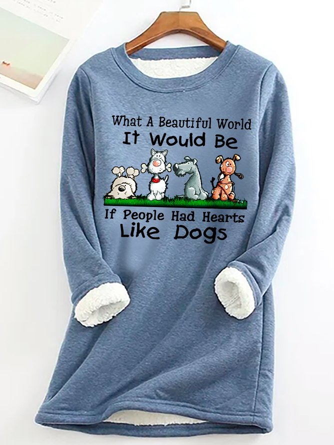 Dog Lovers Casual Fluff Fleece Fabric Sweatshirt