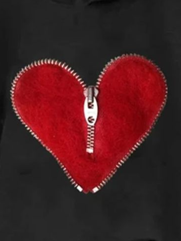 Valentine's Day Fashion Heart Zipper Hoodie