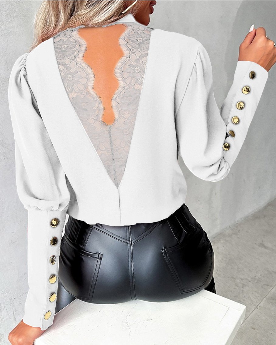 Buckle Casual Plain Blouse