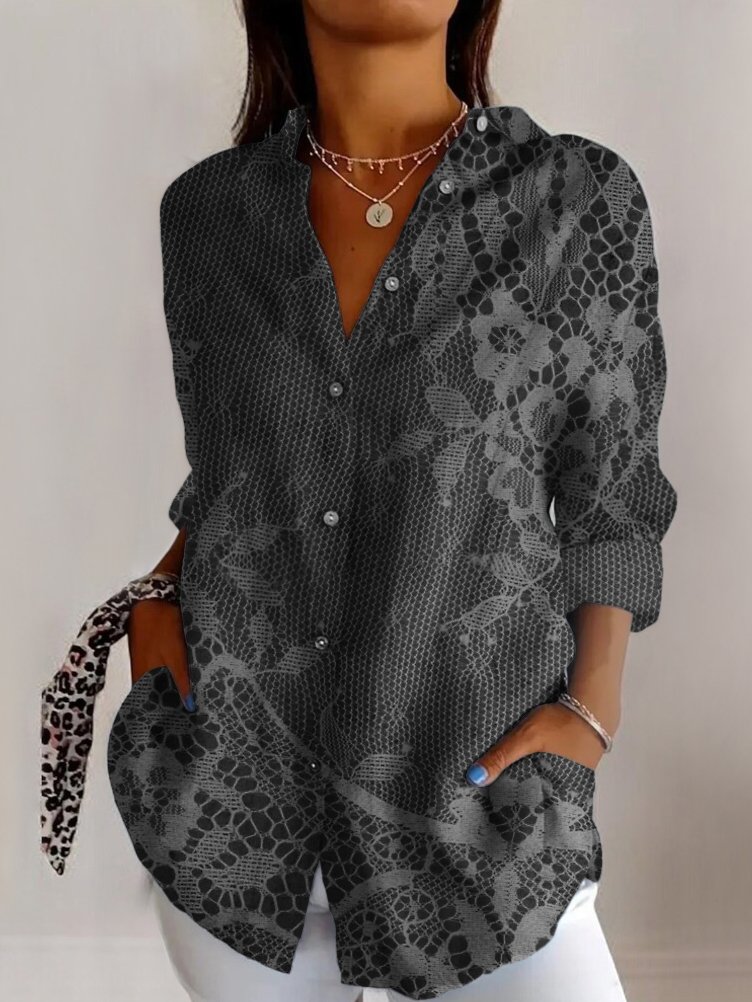 Lace plant flower long sleeved shirt