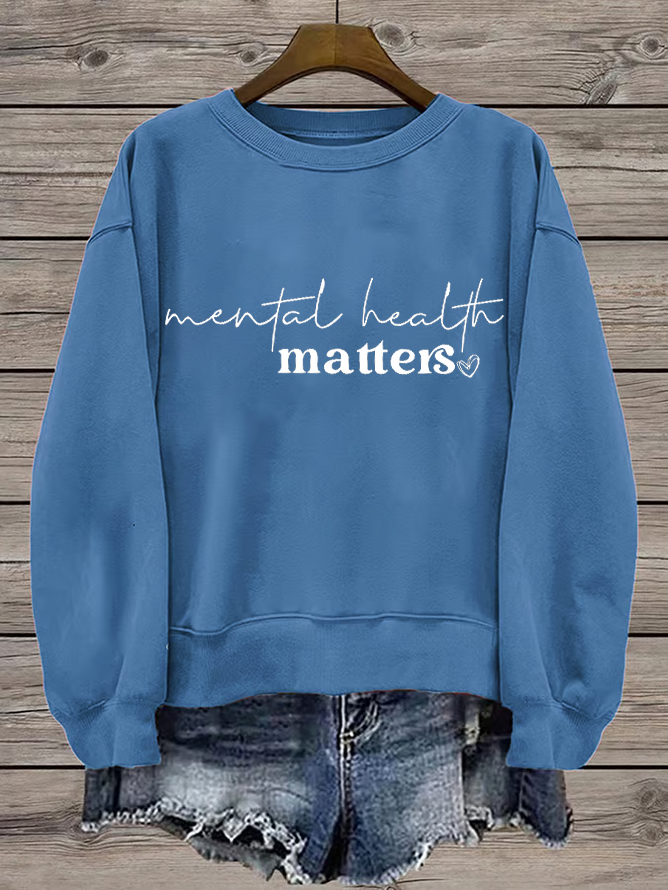 Women Text Letters Crew Neck Long Sleeve Casual Daily Spring/Fall Sweatshirt