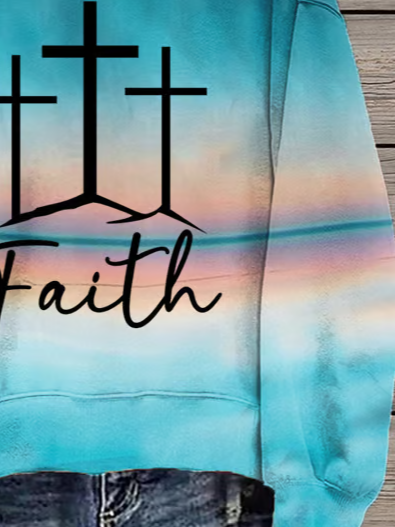 Women Text Letters Crew Neck Long Sleeve Casual Daily Spring/Fall Sweatshirt