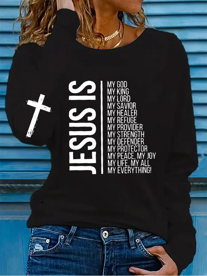 Women Text Letters Crew Neck Jersey Long Sleeve Casual Daily Spring/Fall T-shirt
