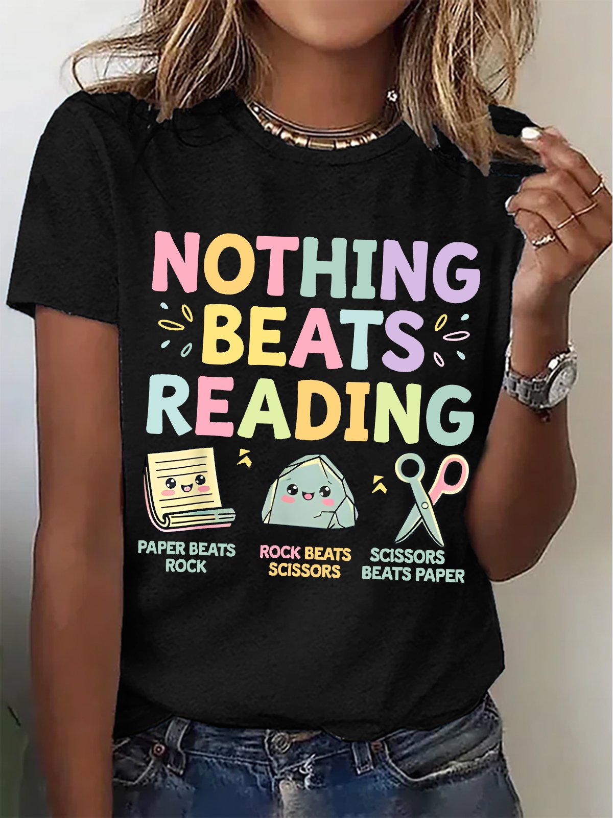 Women Text Letters Crew Neck Cotton Short Sleeve Casual Daily Summer T-shirt