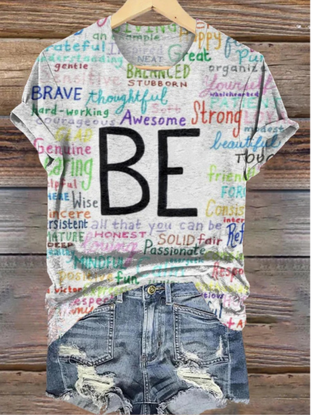 Women Painting V Neck Cotton Short Sleeve Casual Daily Summer T-shirt