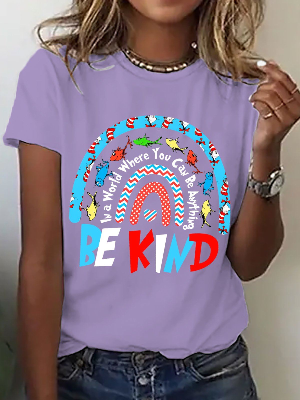 Women Text Letters Crew Neck Cotton Short Sleeve Casual Daily Summer T-shirt