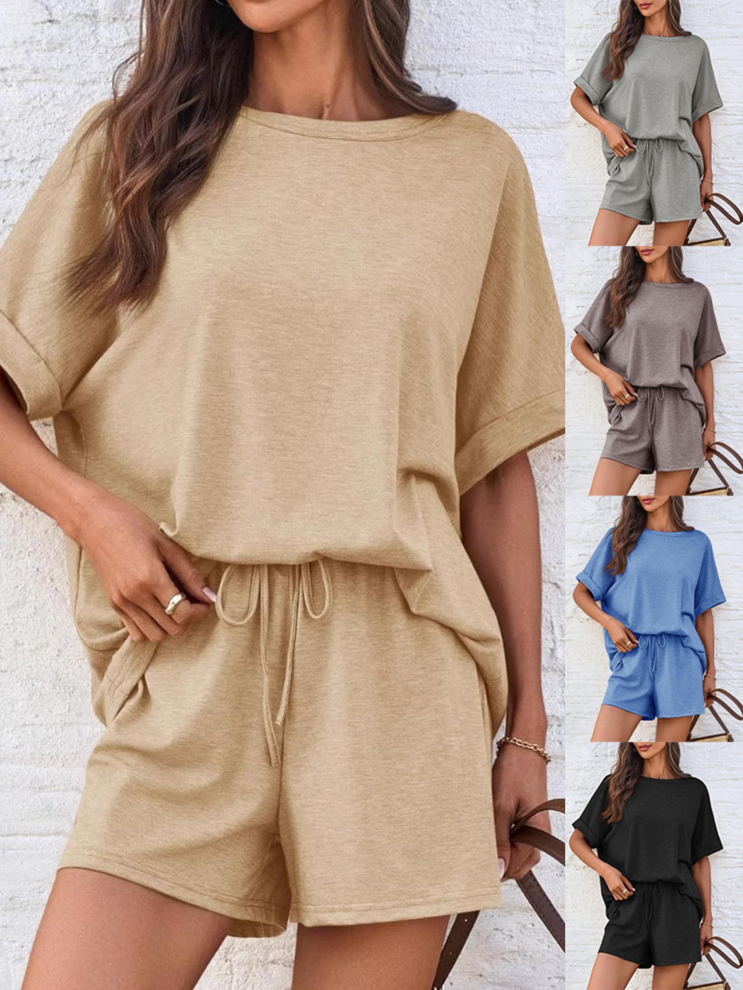 Women's Pocket Stitching Plain Daily Going Out Two-Piece Set Black Casual Summer Top With Pants Matching Set