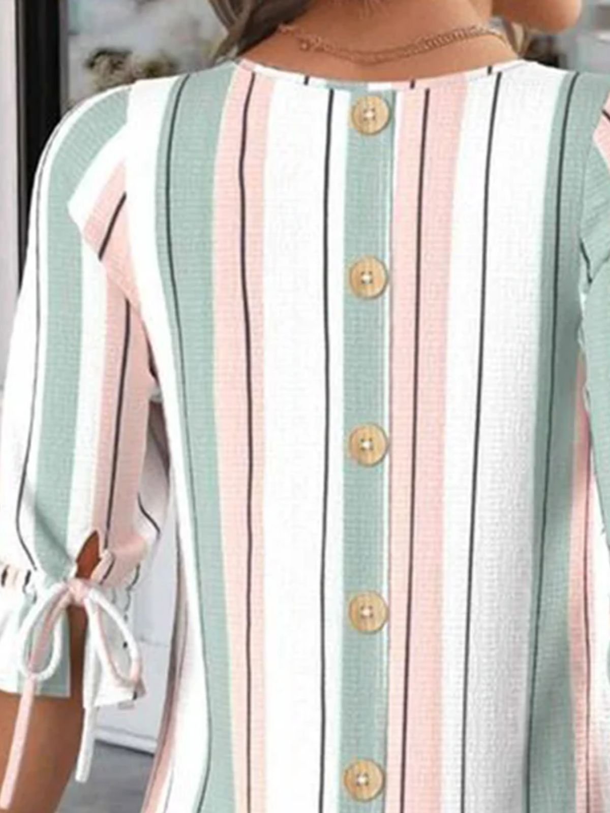 Crew Neck Balloon Sleeve Simple Regular Fit Blouse