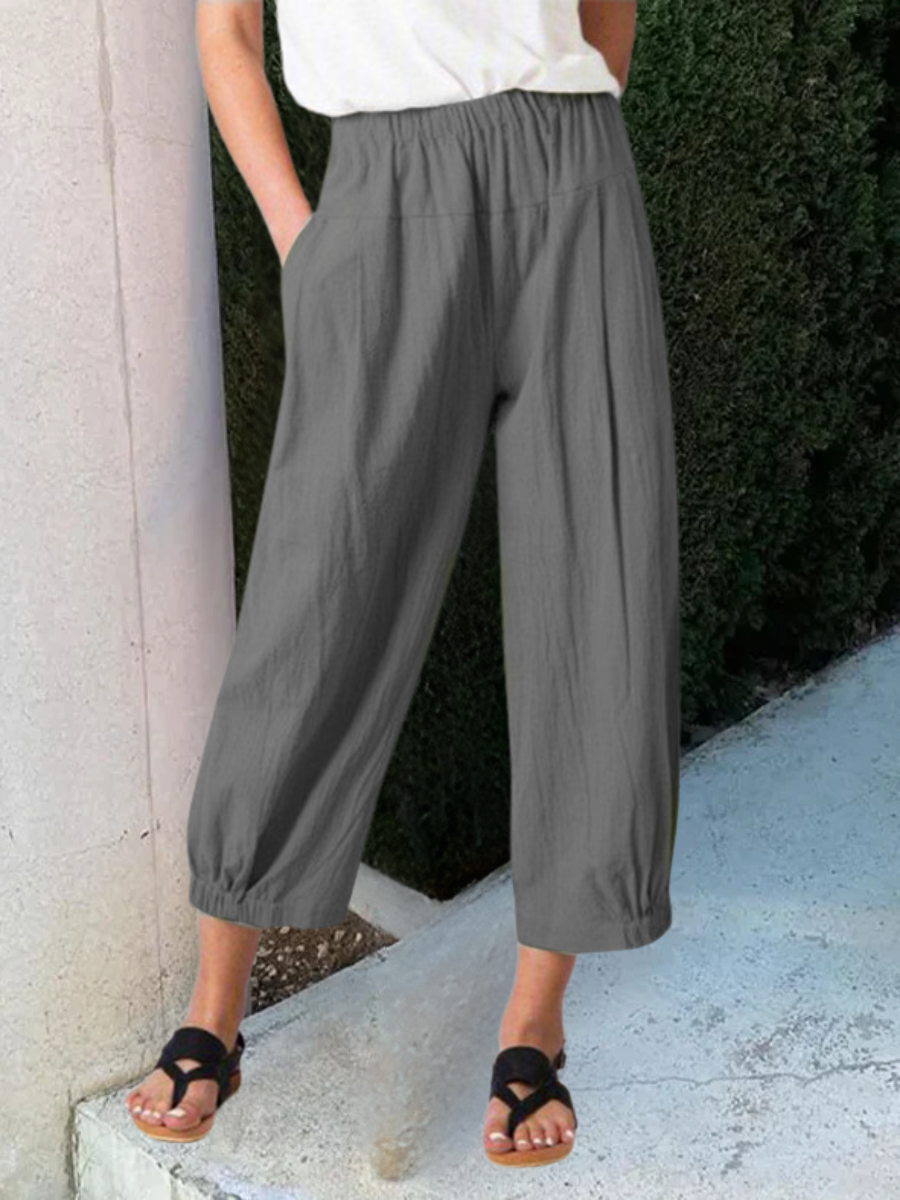Women's  Elastic Waist H-Line Wide Leg Pants Daily Going Out Pants Khaki Casual Split Joint Plain Spring/Fall Pants