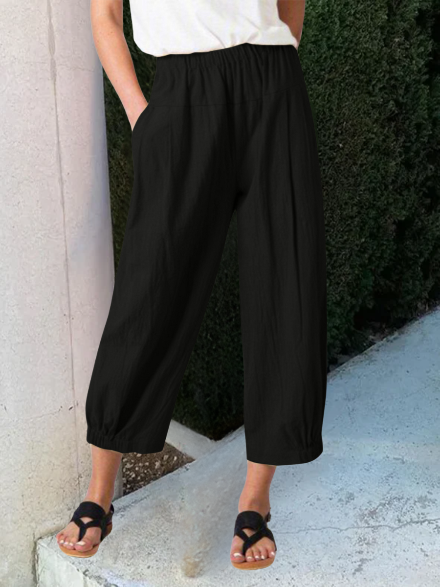 Women's  Elastic Waist H-Line Wide Leg Pants Daily Going Out Pants Khaki Casual Split Joint Plain Spring/Fall Pants