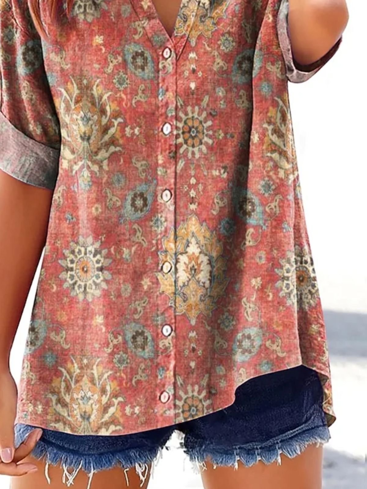 Floral Cotton Ethnic Regular Fit Shirt