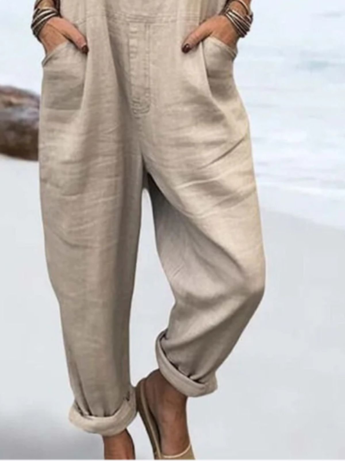 Cotton And Linen Casual Regular Fit Jumpsuit