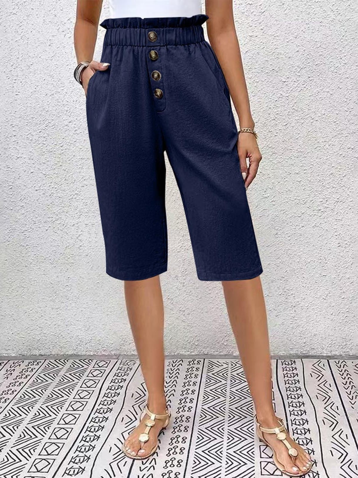 Women's  Elastic Waist H-Line Wide Leg Pants Daily Going Out Pants Apricot Casual Split Joint Plain Summer Pants