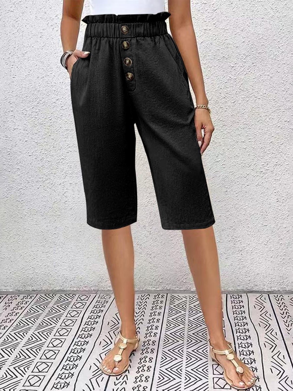 Women's  Elastic Waist H-Line Wide Leg Pants Daily Going Out Pants Apricot Casual Split Joint Plain Summer Pants
