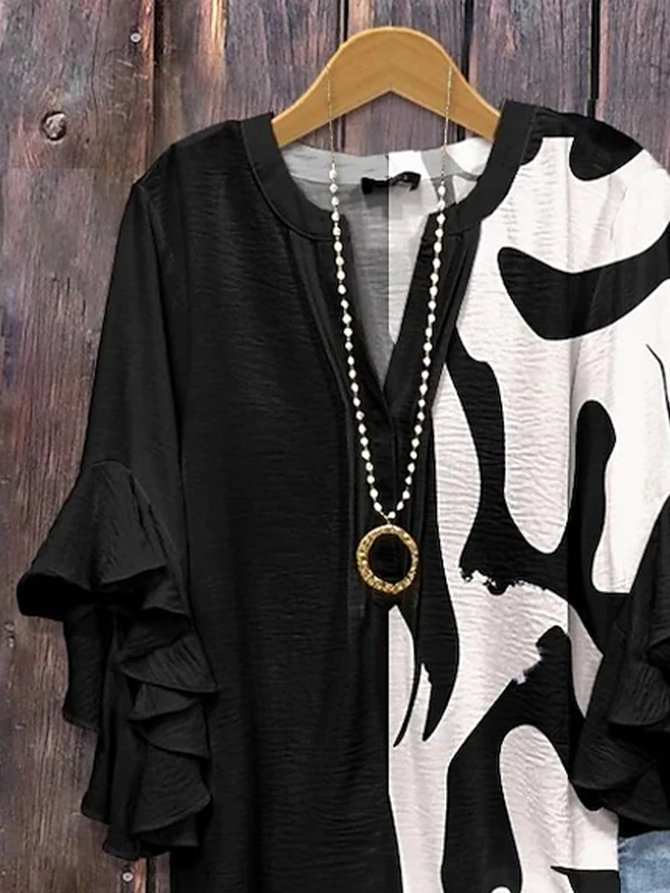 Women's Half Sleeve Shirt Summer Black Abstract Printing V Neck Daily Going Out Casual Top