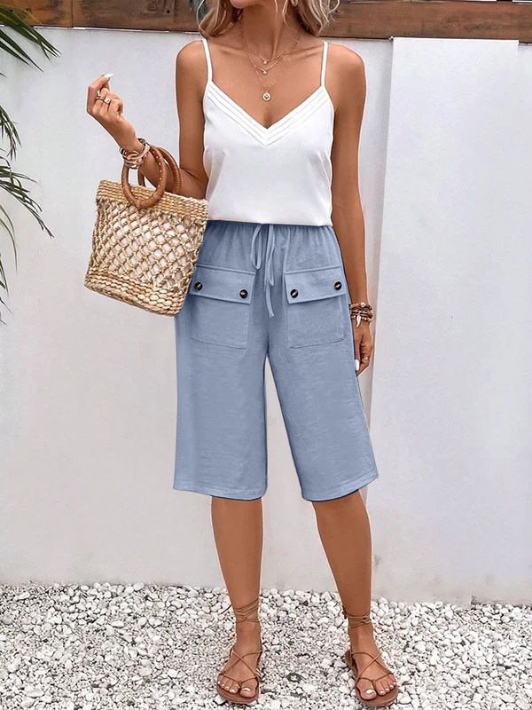 Women's  Elastic Waist H-Line Wide Leg Pants Daily Going Out Pants Apricot Casual Split Joint Plain Summer Pants