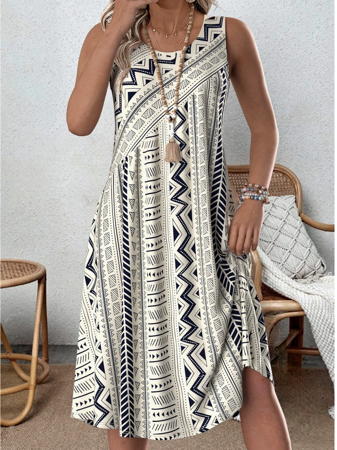 Loose Crew Neck Casual Dress