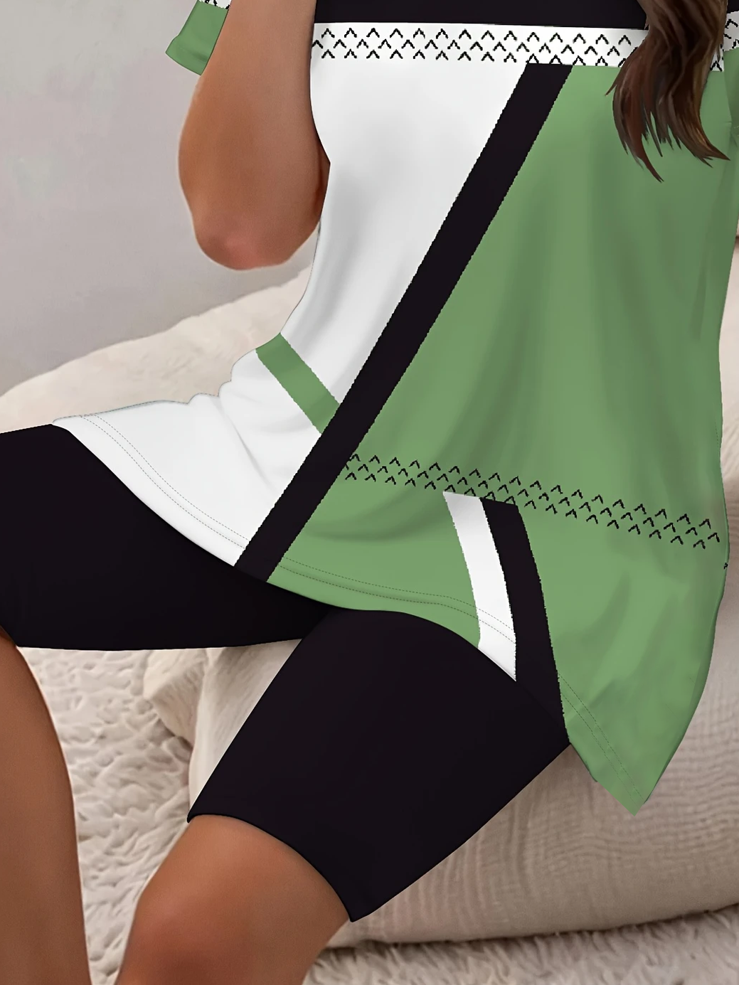 Women's Printing Abstract Daily Going Out Two-Piece Set Black Casual Summer Top With Pants Matching Set